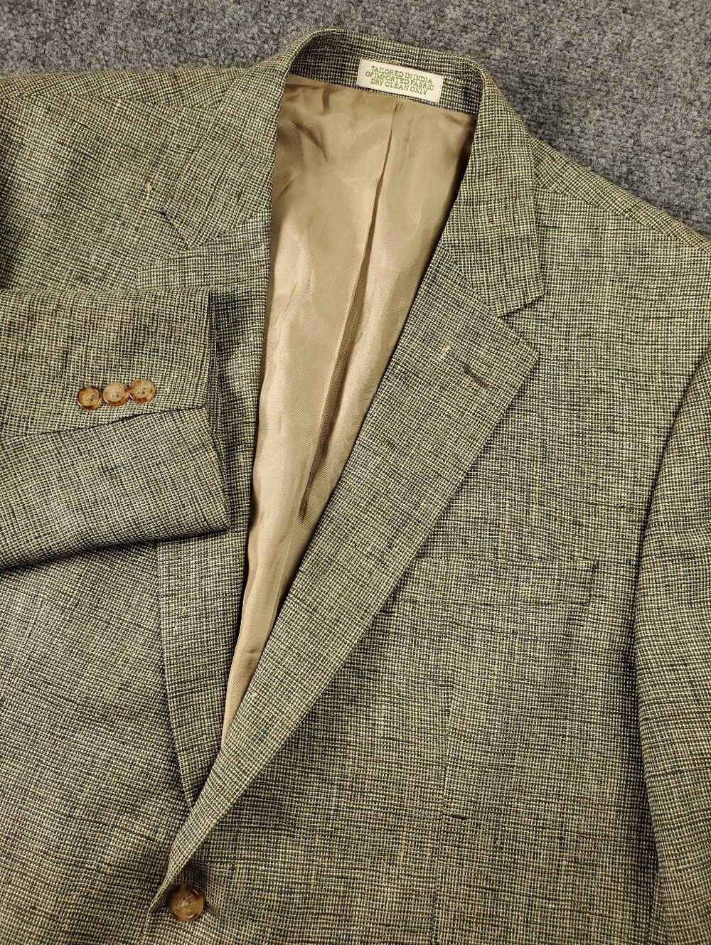 Orvis Sport Coat 46 Regular Raw Silk Olive Textured Preppy Fall Country Club